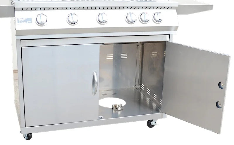 KoKoMo 5 Burner 40 inch Cart Model BBQ Grill With Locking Casters