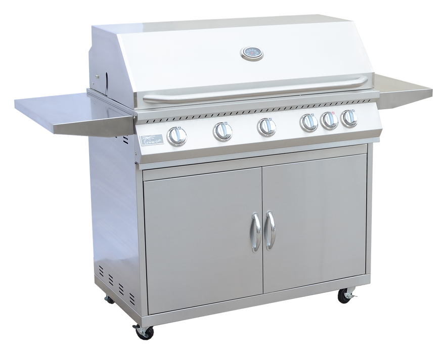 KoKoMo 5 Burner 40 inch Cart Model BBQ Grill With Locking Casters