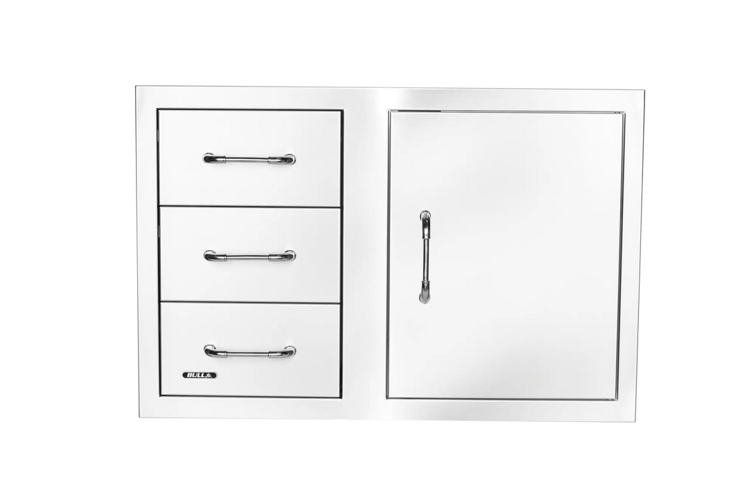 Bull 30 in Stainless-Steel 3 Drawer Door Combo with Reveal