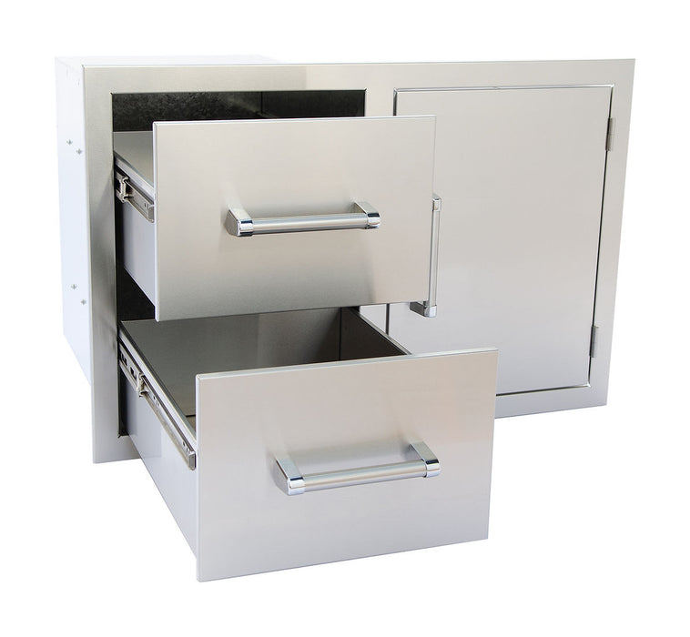 KoKoMo Outdoor Kitchen Stainless Steel Double Drawer-One Door Combo