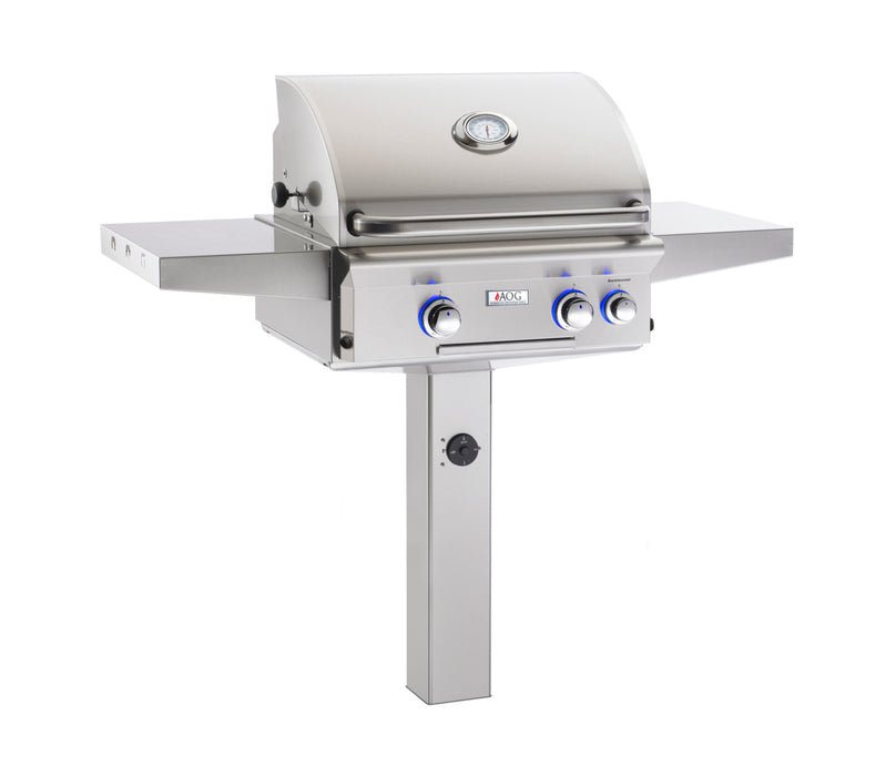 AOG 24 Inch In Ground Post Grills w/Halogen Interior Lights-w/ Back-burner