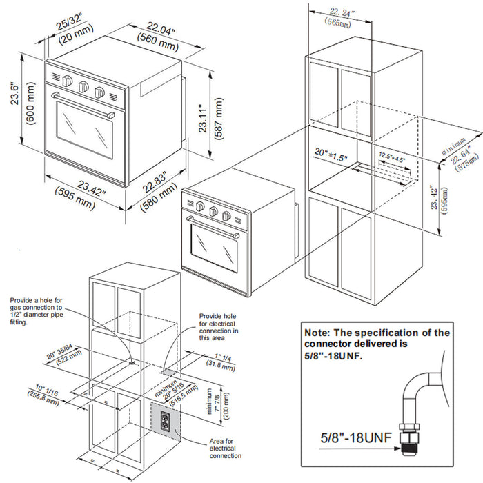 Empava 24-inch Gas Wall Oven with 2.3 Cubic Feet Capacity, Designed Specifically for LPG.