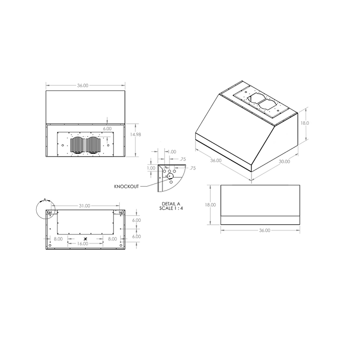 RCS 36 inch Outdoor Stainless Steel Vent Hood